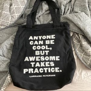 Quotable Awesome Medium Sized Tote Bag with Zipper